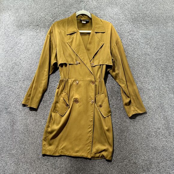 Dresses & Skirts - VTG Split Decision Trench Coat Dress Women 3‎ Brown Double Breasted Pockets USA